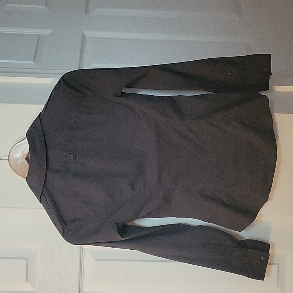 Express Dark Gray Button Down Top Euc - image 2